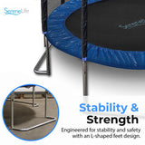 SereneLife 12FT Trampoline Outdoor – Heavy-Duty Backyard Trampoline for Kids and Adults with Wide Jumping Surface, Stable L-Shaped Legs, Safety Net, ASTM Approved, Supports 264 lbs., 144 x 106 IN SereneLife