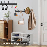 Infixtree 2 Pack Coat Rack Wall Mount, All Metal Wall Hooks for Hanging, Wall Hat Rack with 6 Dual Hooks, Black Coat Hooks for Hat Towel Purse Backpack Baseball Cap Infixtree