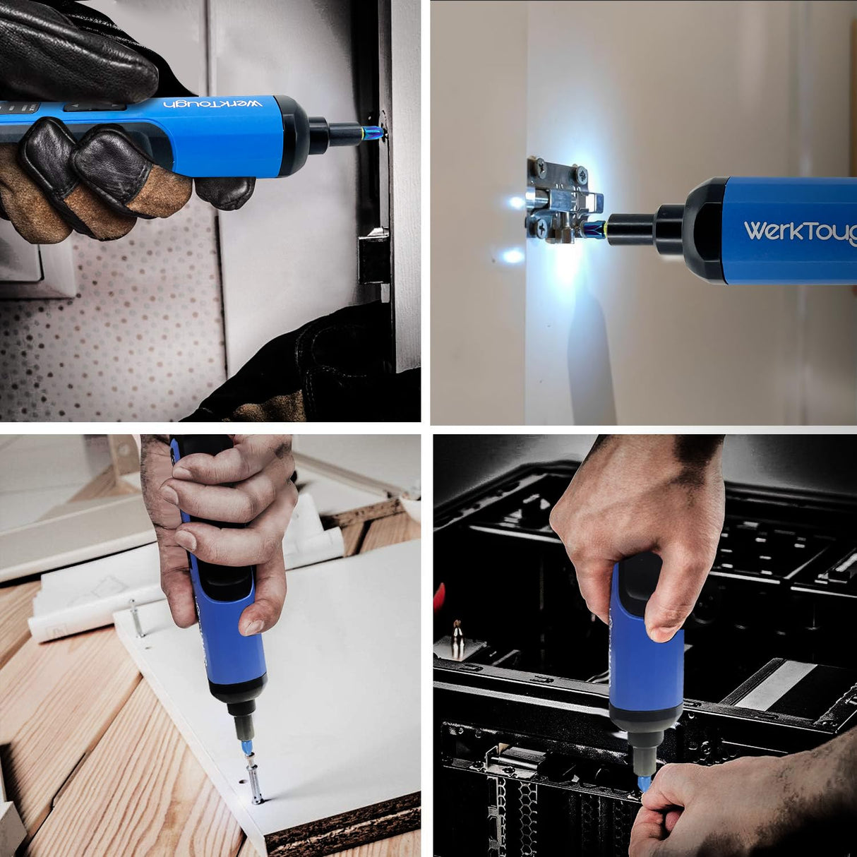 Werktough 4V Mini Electric Cordless Screwdriver with 3-Gear Torque 5Nm Power 25pc Screwdriver Bits S2 LED Light USB Charging Home Improvement S026 hyperpower