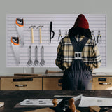 NeatiEase Slatwall Panel Wall Storage Systems, 4 x 8ft Slat Wall Paneling Garage Wall Organizer, Heavy Duty Wall Mounted PVC Wall Rack (Gray) NeatiEase