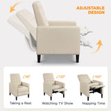 Yaheetech Fabric Recliner Chair Mid-Century Modern Recliner Adjustable Single Recliner Sofa with Thicker Seat Cushion Tufted Upholstered Sofa with Pocket Spring for Living Room Bedroom Beige Yaheetech