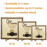 Personalized Wood Sign Mothers Day Gifts, Custom Mother's Day Present Puzzle Name Sign Frame, Desk Wooden Plaques Birthday Gifts for Mom Mum Mommy Mama Grandma from Daughter Son Husband Meigmi