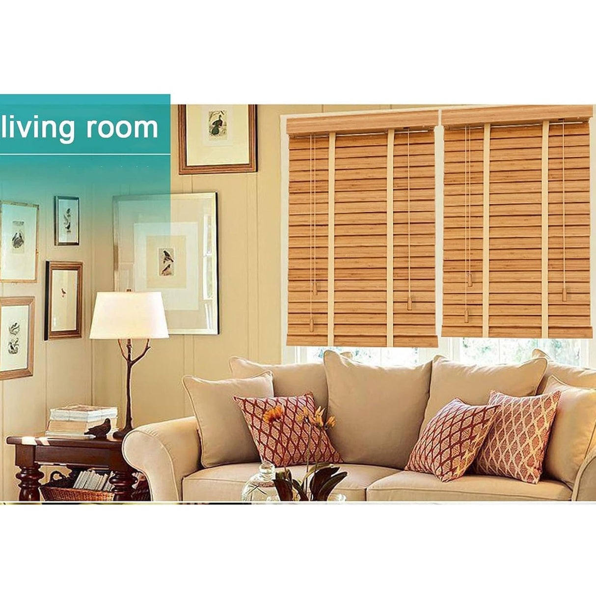 LLPEIJIE026 Wood Window Venetian Blinds,Bamboo Blinds,50mm Slats,Curtains Windows Treatment Shutters,for Kitchen,Office,Bathroom,Bedroom,Living Room,Customizable (70x140cm/28x55in) LLPEIJIE026