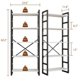 Shintenchi 5-Tier Industrial Bookshelf - Elegant White Bookcase for Living Room, Bedroom, or Office Shintenchi