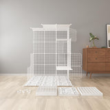 Indoor Cat Cage Enclosure DIY,Cat Playpen Catio Thick Metal Wire Kennels for 1-3 Cats Kitten Cage Detachable Patio Cat Crate (White, 41" L x 41" W x 55" H) Leptzoa