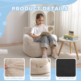 MAXYOYO Kids Bean Bag Chair, Stuffed Toddler Bean Bag Sofa with Filler Bean Bag Chair for Boys and Girls, Lazy Sofa with Pocket Floor Chair for Gaming, Reading, Beige MAXYOYO