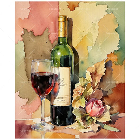 Wine and Flower Art Paint by Numbers Kit for Adults - DIY Wine Bottle and Colorful Glass Painting on Canvas 16x20 Inches,Acrylic Paint Set,Suitable for Beginners,Art for Home Decoration/Gift TAOPAOLAB