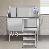 50 Inch Electric Dog Bathing Station For Large Dogs, Height Adjustable Stainless Steel Dog Pet Washing Station, Professional Dog Grooming Tub With Electric Lift, Pet Wash Bath Station (50" Right door) RIGMEC