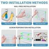 Peg Board, Modular Hanging Peg Board Combination Kit with Accessories for Wall Organizer, Crafts Organization, Ornaments Display, Wall Peg Board (22 Inches x 33 Inches, White) Nafenai