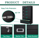 Letaya 5 Drawer File Cabinet with Lock,Metal Lateral Filing Cabinets for Home Office Hanging Files Letter/Legal/F4/A4 Size(Black-Requires Installation) Letaya