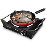 Techwood Hot Plate Portable Electric Stove 1500W Countertop Single Burner with Adjustable Temperature & Stay Cool Handles, 7.5” Cooktop for Dorm Office/Home/Camp, Compatible for All Cookwares Techwood