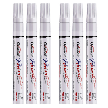 White Paint Markers Pens - Single color 6 Pack Permanent Oil Based Paint Pen, Medium Tip, Quick Dry and Waterproof Marker for Rock, Wood, Fabric, Plastic, Canvas, Glass, Mugs, Canvas, Glass Overseas