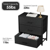 Memobarco Nightstand with 3 Drawers for Bedroom, Storage Dresser with Fabric Drawers and Metal Frame for Closet, Living Room, Bedside Table with Wood Top, Easy Pull Handle, Black Memobarco