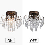 Q&S Small Crystal Ceiling Light Fixture Flush Mount,Black Ceiling Lights Modern Chandelier,Bedroom Hallway Closet Light Fixture Ceiling,Dia9.5 1 Light. Q&S