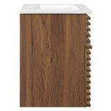 Modway Render 18" Wall-Mount Bathroom Vanity in Walnut White Modway