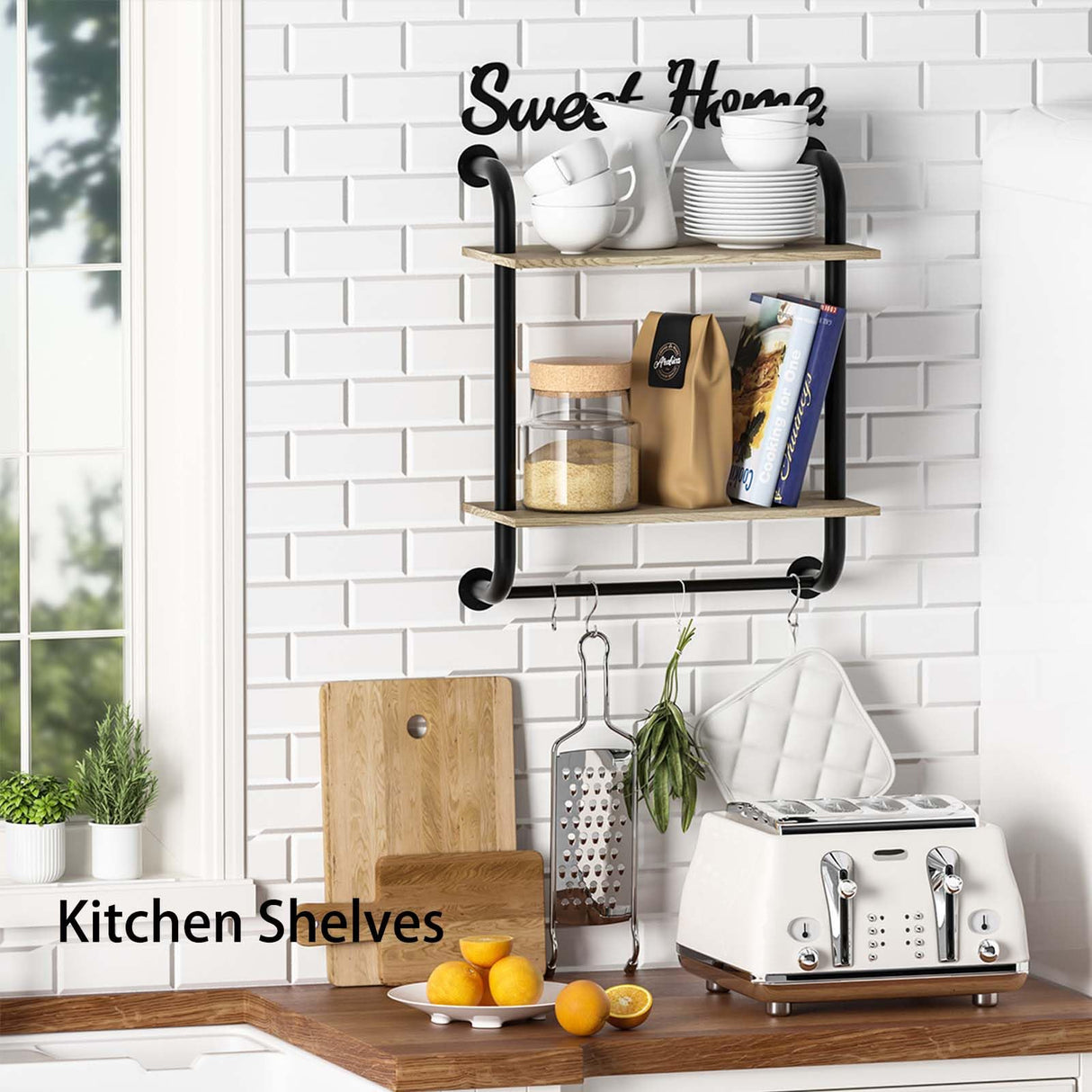 Tinpin Bathroom Shelves Wall Mounted, Farmhouse Bathroom Decor, 2-Tier Rustic Industrial Pipe Shelving, Floating Shelves for Bathroom Kitchen Bedroom Living Room, 17.3 inch Tinpin