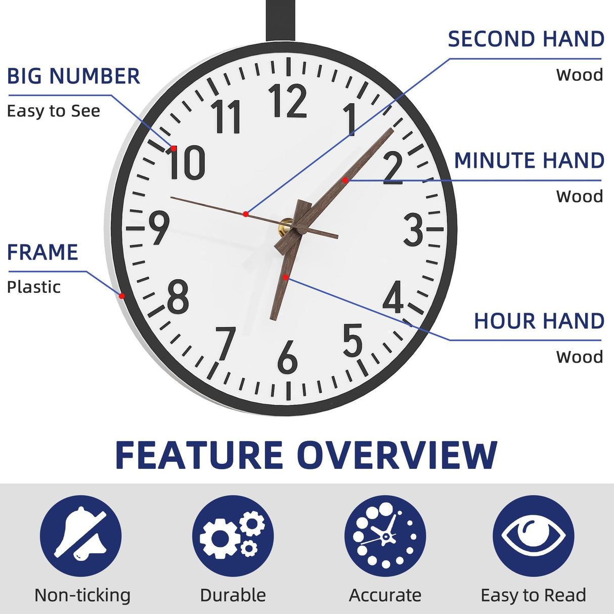 HIGDBFE Bookshelf with Wall Clock, Triple Bookcase with Open Display Shelves, Industrial Style Book Shelves, Modern Display Shelf for Living Room, Bedroom, Home Office, Rustic Brown HIGDBFE