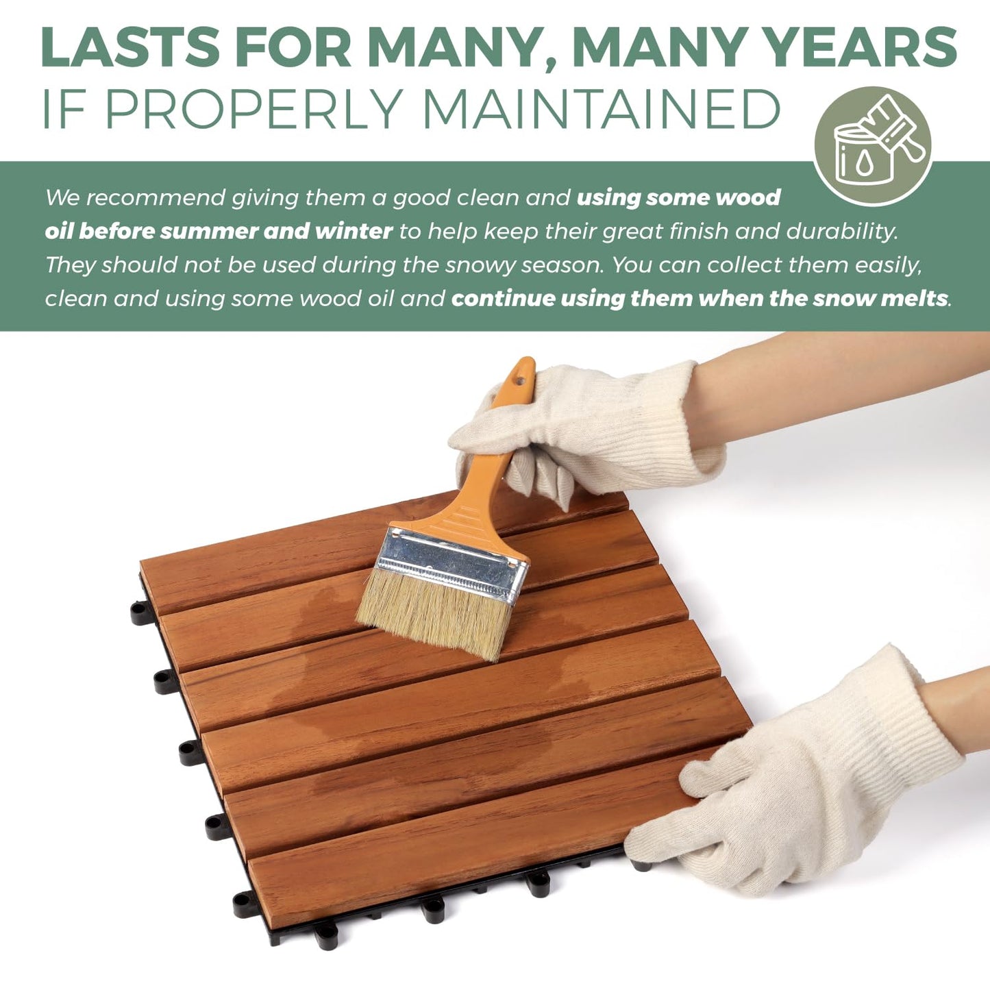 TEAK Deck Tiles (Pack of 9) Hardwood Interlocking Patio Deck Tiles, TEAK Wood Deck Tiles Interlocking Outdoor, Patio Tiles Outdoor Interlocking Waterproof All Weather - WoodArtSupply