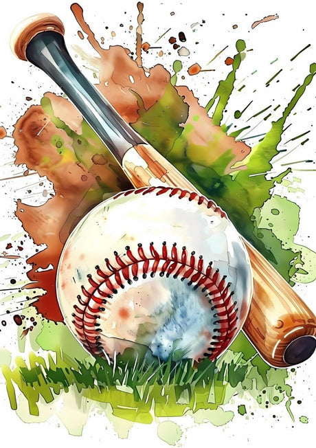 DIY 5D Diamond Art Painting Watercolor Baseball 14x20 Inch. Round Full Drill Rhinestone Embroidery for Home Wall Decoration Generic