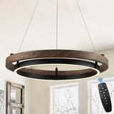 CaraLuxe Dimmable LED Chandelier Modern Ring Chandelier for Dining Room Farmhouse Black Chandelier Lighting for Kitchen Island Entryway Foyer Living Room, 3-Color Changing, 24in CaraLuxe