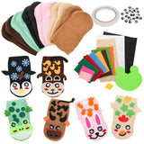 Jucoan 12 Pack Hand Puppet Making Kits for Kids, Felt Animals Sock Puppet Supplies Kit,Making Your Own Puppets Kits Art Craft Toy for Storytelling Role Play Classroom Party, Gift for Girls Boys Jucoan