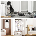 TOOBVEST Hall Tree with Shoe Storage, 5-in-1 Farmhouse Coat Rack with Shoe Bench, Standing Shoe Rack with 3 Hooks for Front Door Entrance Mudroom Entryway Bedroom Hallway Living Room, White and Walnut TOOBVEST