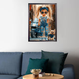 CEOVR Cartoon Motorcycle Dog Diamond Art Kits for Adults, 5D DIY Full Drill Cute Diamond Painting Dots Gem Art, Adult Crafts Kits Arts and Crafts, Wall Decor for Home Office 12x16in CEOVR