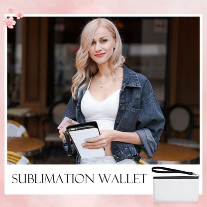 Sweetude Sublimation Wallet Leather Zipper Blank Card Holder Bag Women's Travel Clutch Wristband DIY Craft for Women Gift Office Travel Work Supplies (2 Pcs)