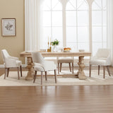 DM Furniture Farmhouse Dining Chairs Set of 2 Linen Kitchen Chairs with Arm Upholstered Accent Side Chair w/Wood Legs for Living Room/Dining Room/Bedroom/Restaurant, Cream DM Furniture