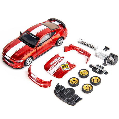 TGRCM-CZ 1/42 Ford Mustang Model, DIY Car Kit, Educational Building Toy, Children's Gift, Red TGRCM-CZ