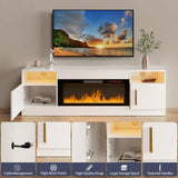 TV Stand with Fireplace - 70 Inch Modern Electric Entertainment Center, 36" LED Fireplace for Living Room, White, Up to 80" TVs VENDORZ