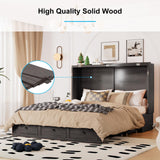 Mjkone Murphy Bed Queen, Cabinet Beds with Mattress and Built-in Charging Station, Wood Murphy Hidden Adult Guest Bed with 2 Storage Drawers, Cabinet Chest Beds for Guest Room Bedroom Home - Grey Mjkone