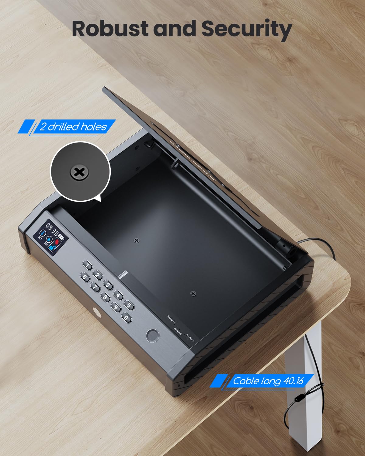 MOLICAR Gun Safe, Biometric Gun Safes for Handgun with LCD of Temp Humidity Battery, USB-C Port, Fingerprint Quick Access Pistol Safe for 2 Guns, Handgun Safe for Home Bedside Nightstand Car MOLICAR