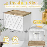 2 PCS White Tampon Holder for Bathroom Decor, Feminine Product Organizer With Lid, Shark Week Storage, Wood Pad Box for Toilet, Bathroom Accessories Jorkol