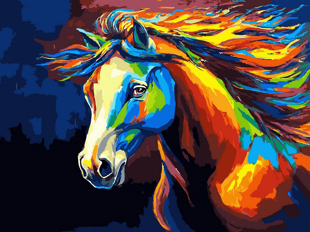 Horse Paint by Numbers Kit for Kids, Adults Paint by Number Kits on Canvas Kids Painting by Number Kit for Home Decor, Flying Horse Arts and Crafts 16x20inch KOMI