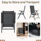 BUPPLEE 9-Piece Outdoor Dining Set with 8 Padded Aluminum Foldable Chairs & Rectangular Table with Umbrella Hole - Patio Furniture for Backyard, Balcony, Poolside BUPPLEE