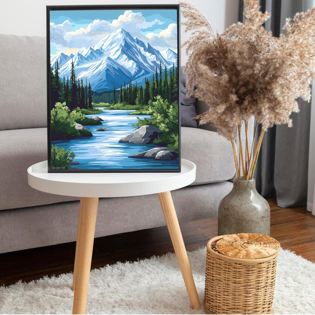 WUIVCTR Denali Mountain Paint by Number for Adults, Alaska Nature Scenery Acrylic Canvas Paint by Number Kits for Gift, Home Wall Pictures Decor Snow Mountains Tree Lake Landscape (16x20inch) WUIVCTR
