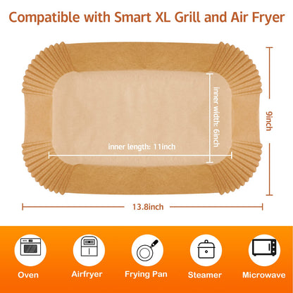 Air Fryer Liners For Ninja Smart XL Air Fryer,120Pcs Air Fryer Liners Disposable For Ninja FG551 6-in-1 Grill Air Fryer Parchment Paper Rectangular For Ninja Foodi Air Fryer Accessories Baking