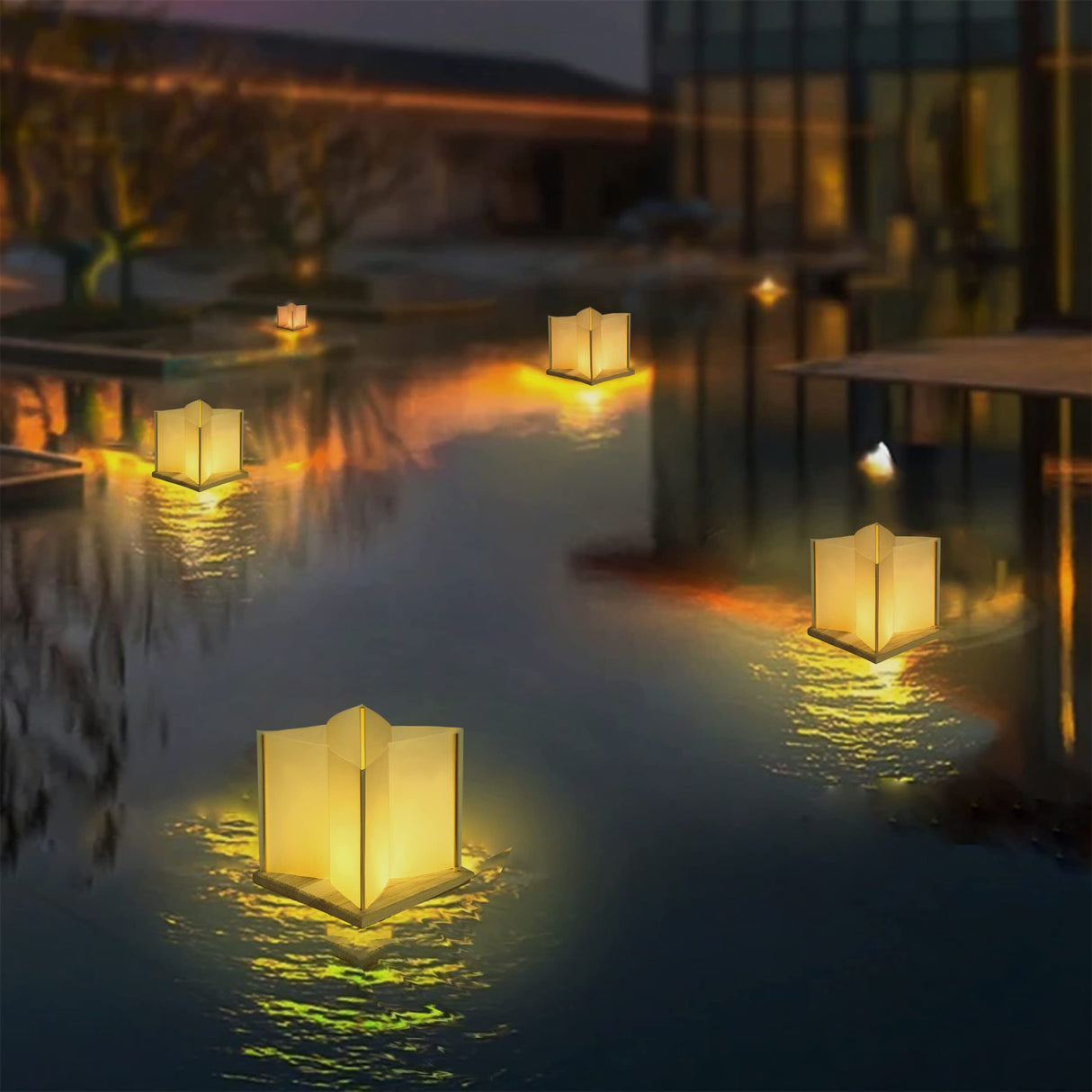 FuHigh 10Pack 6”Paper Floating Candle Lantern,Wooden Water Lanterns with Candles,Outdoor Patio Decor for Pool Parties,Wedding,Memorials,Garden (10Lanterns with Candles) FuHigh