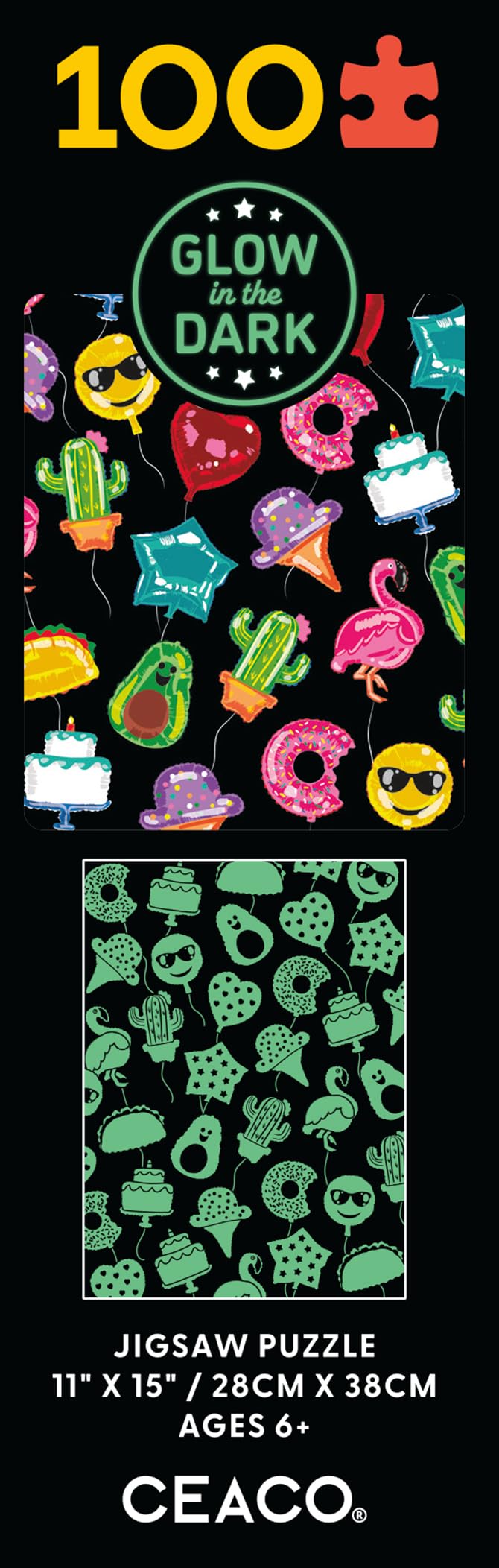 Ceaco - Glow in The Dark - Bountiful Balloons - 100 Piece Jigsaw Puzzle Ceaco