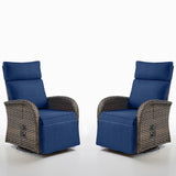 Swivel Outdoor Recliner Chair Set of 2 - Reclining Patio Chair with Adjustable Backrest and Footrest, All-Weather Wicker Chaise Lounge Chair Outdoor for Pool Deck Brown (Upgraded 2.0) Belord