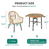 YITAHOME 5 Pieces Outdoor Patio Dining Table Chair Set,Wicker Patio Dining Set,Outdoor Rattan Dining Table Set for Patio, Backyard, Balcony, Garden (with Umbrella Hole) YITAHOME