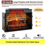 IFGET 42" Electric Fireplace with Mantel, Farmhouse Fireplace TV Stand w/23'' Freestanding Electric Fireplace Heater, Remote Control, Adjustable 3D Realistic Flame Level for Living Room, Antique White IFGET