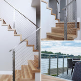 Gyykzz One-Stop Cable Railing Post Kits, 4Pack Brushed Finish Level Drilled Line Post 36", Adjustable Top Cable Railing System Including 4 Railing Posts, 160ft Cable, 10 Set Terminal, 80 Cable Sleeves Gyykzz