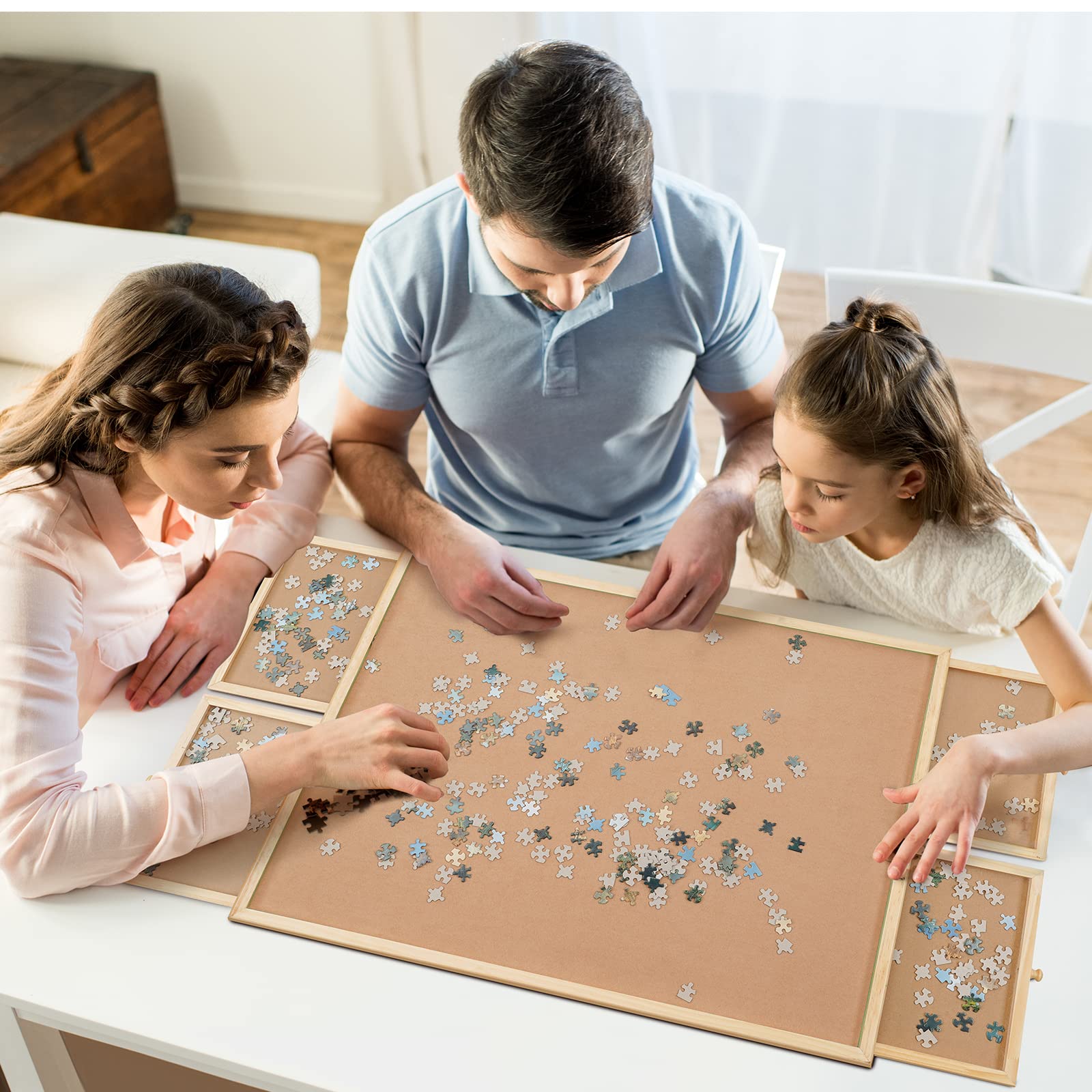 Redipo 1500 Pieces Wooden Jigsaw Puzzle Board with 4 Drawers for Storing Puzzles, 26” x 35” Large Portable Jigsaw Puzzle Table with Puzzle Cover, Non-Slip Plateau Work Surface for Adults and  - WoodArtSupply