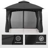 MASTERCANOPY Outdoor Patio Gazebo for Garden with Upgrade Steel Frame and Netting Walls (10x10,Gray) MASTERCANOPY