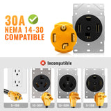 MECMO NEMA 14-30P to 14-50R EV Charger Adapter for Level 2 EV Charging at New Dryer Socket, 125/250V 30 Amp 4 Prong Dryer Plug to 50 Amp 4 Prong EV Female, Dryer EV Charger Power Adaptor Connector MECMO