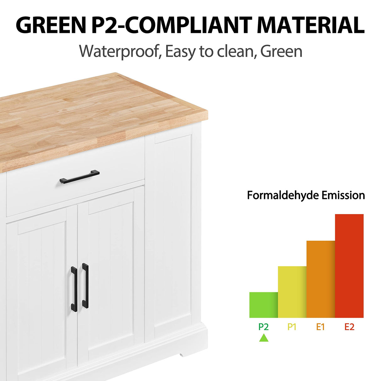 Yaheetech Rolling Kitchen Island Cart with 3 Drawers, Kitchen Storage Cabinet on Wheels with Open Shelves and Inner Adjustable Shelves for Dining Room/Living Room, Thicker Rubberwood Top, White Yaheetech