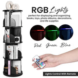 Black Rotating Book Shelf with LED Lights Generic