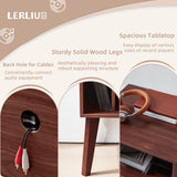 Lerliuo Record Player Stand with Charging Station, Walnut Turntable Stand Holds up to 160 Albums, Mid-Century Vinyl Storage Cabinet Table with Wood Legs, Record Holder Dispaly Shelf for Living Room Lerliuo